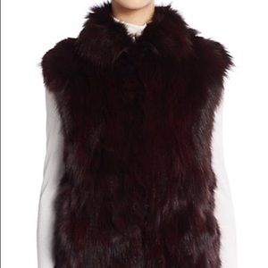 Adrienne Landau Burgundy Red Fox & Rabbit Fur Vest